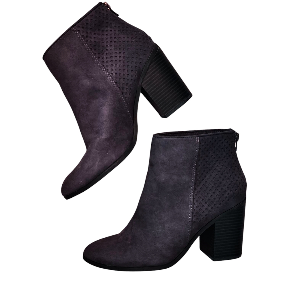 American Eagle By Payless Blue and Gray Ankle Booties with Chunky Heel